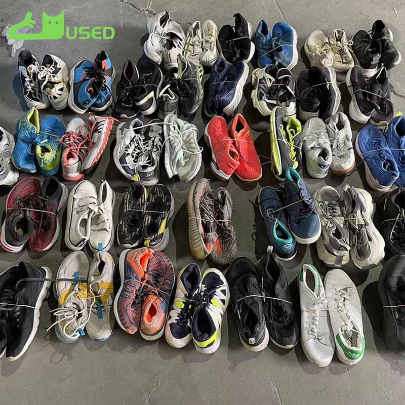 Second-hand climbing shoes in various styles and colors